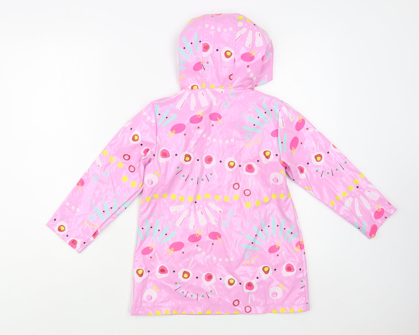 TU Girls Pink Geometric  Rain Coat Coat Size 5-6 Years  Zip