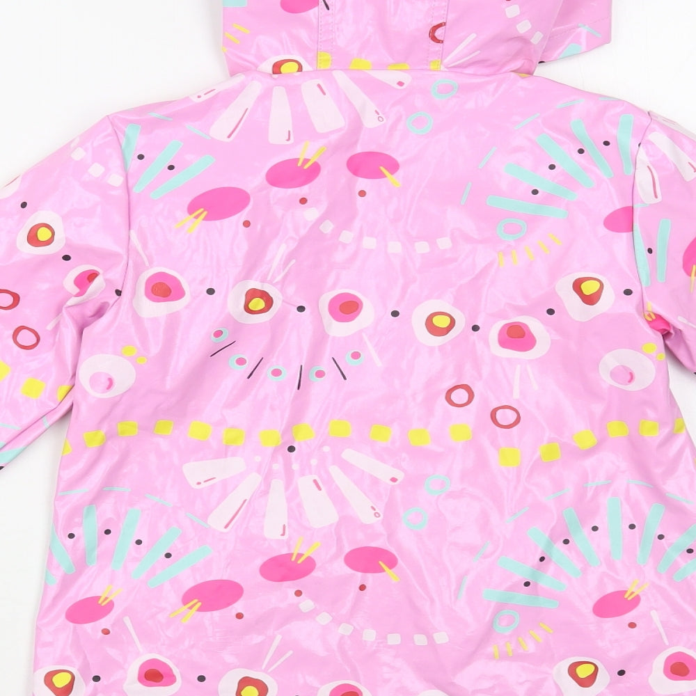 TU Girls Pink Geometric  Rain Coat Coat Size 5-6 Years  Zip