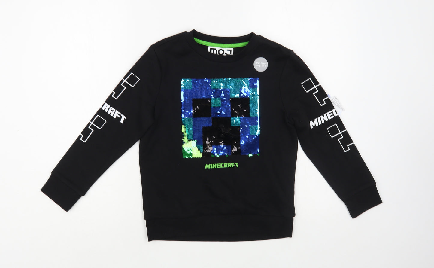 F&F Girls Black  Cotton Pullover Sweatshirt Size 7-8 Years  Pullover - Minecraft