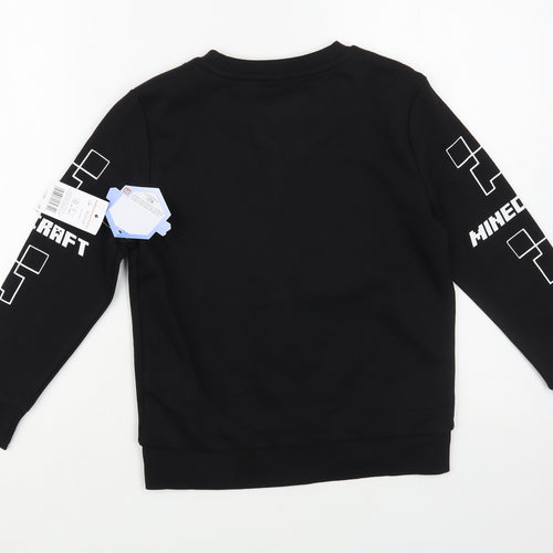 F&F Girls Black  Cotton Pullover Sweatshirt Size 7-8 Years  Pullover - Minecraft