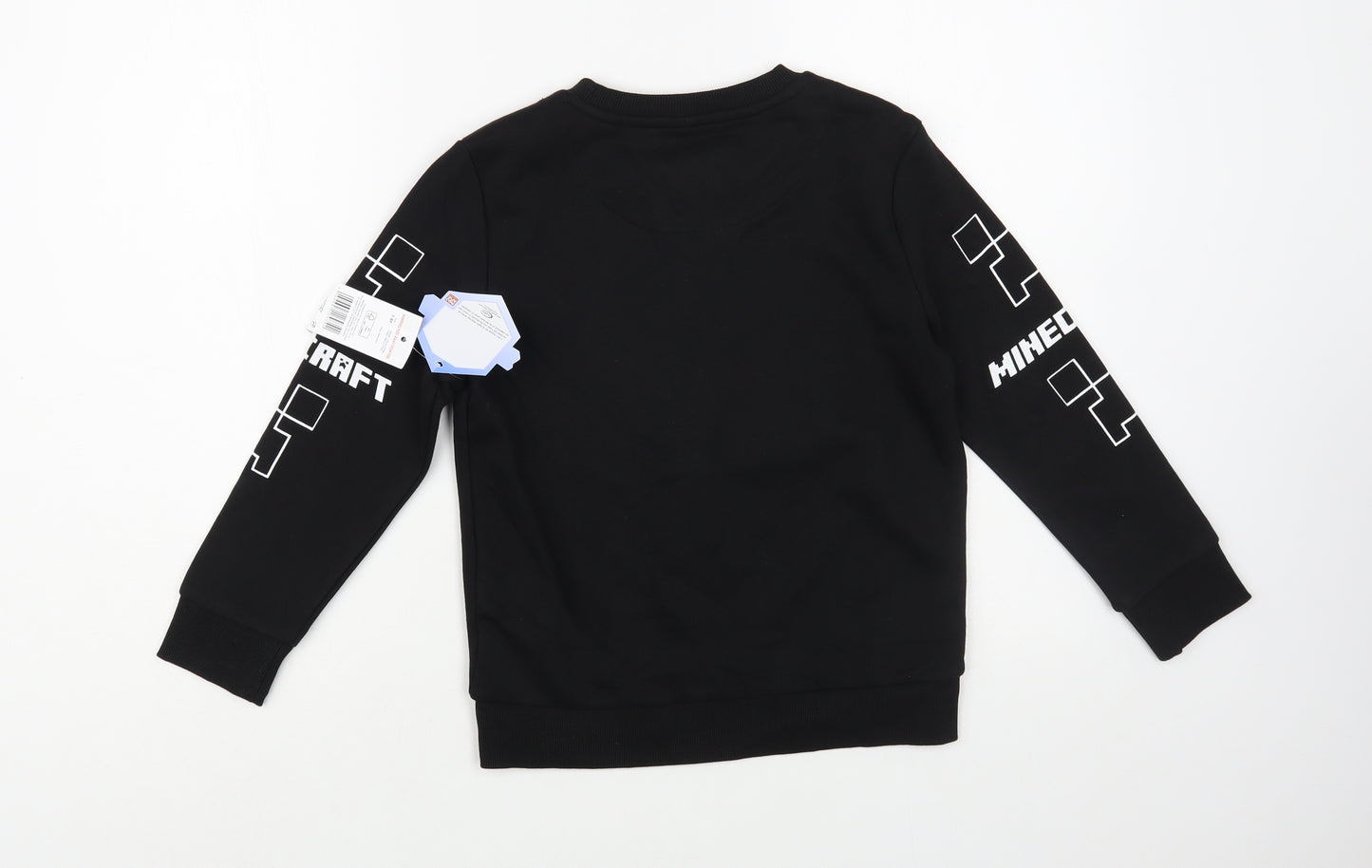 F&F Girls Black  Cotton Pullover Sweatshirt Size 7-8 Years  Pullover - Minecraft