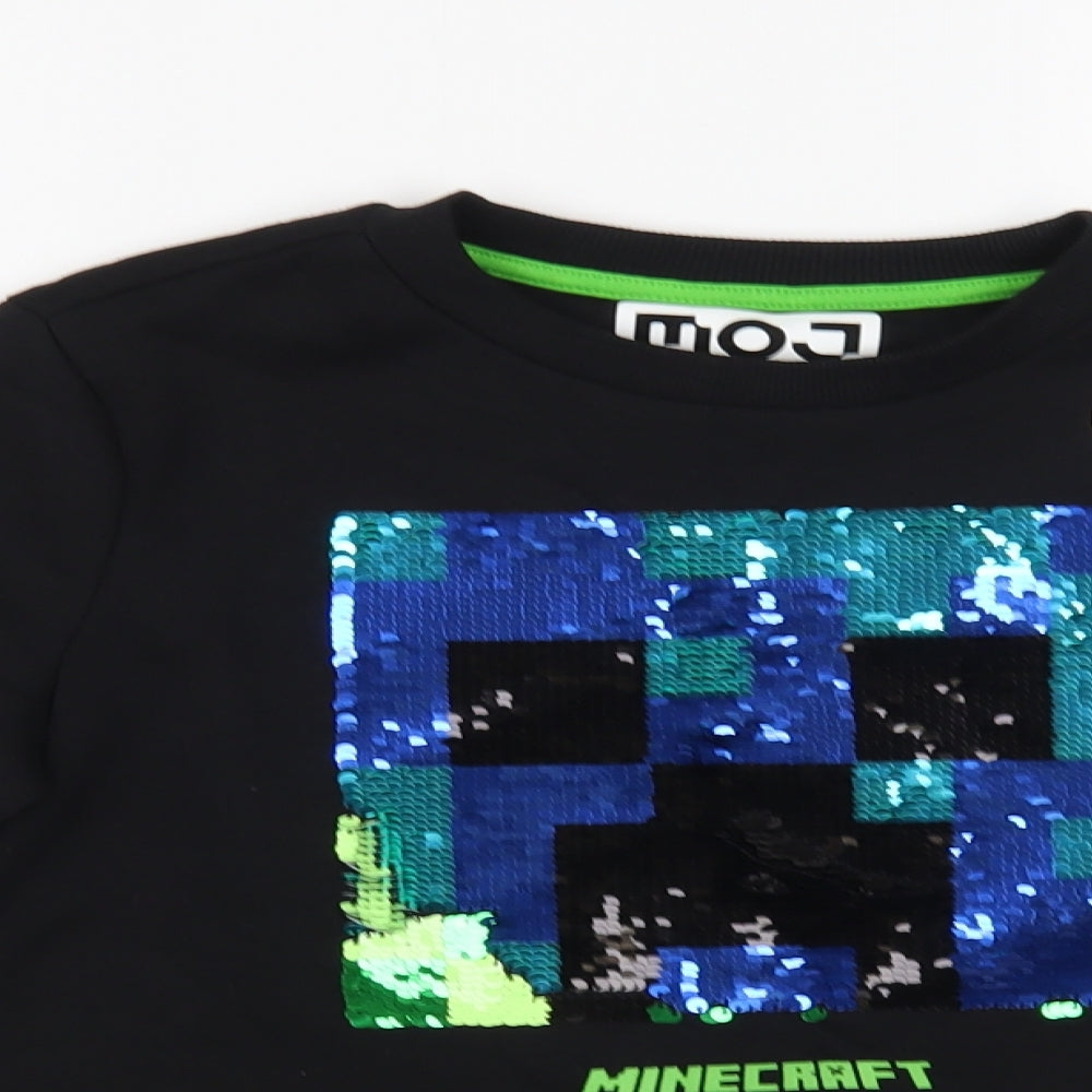 F&F Girls Black  Cotton Pullover Sweatshirt Size 7-8 Years  Pullover - Minecraft