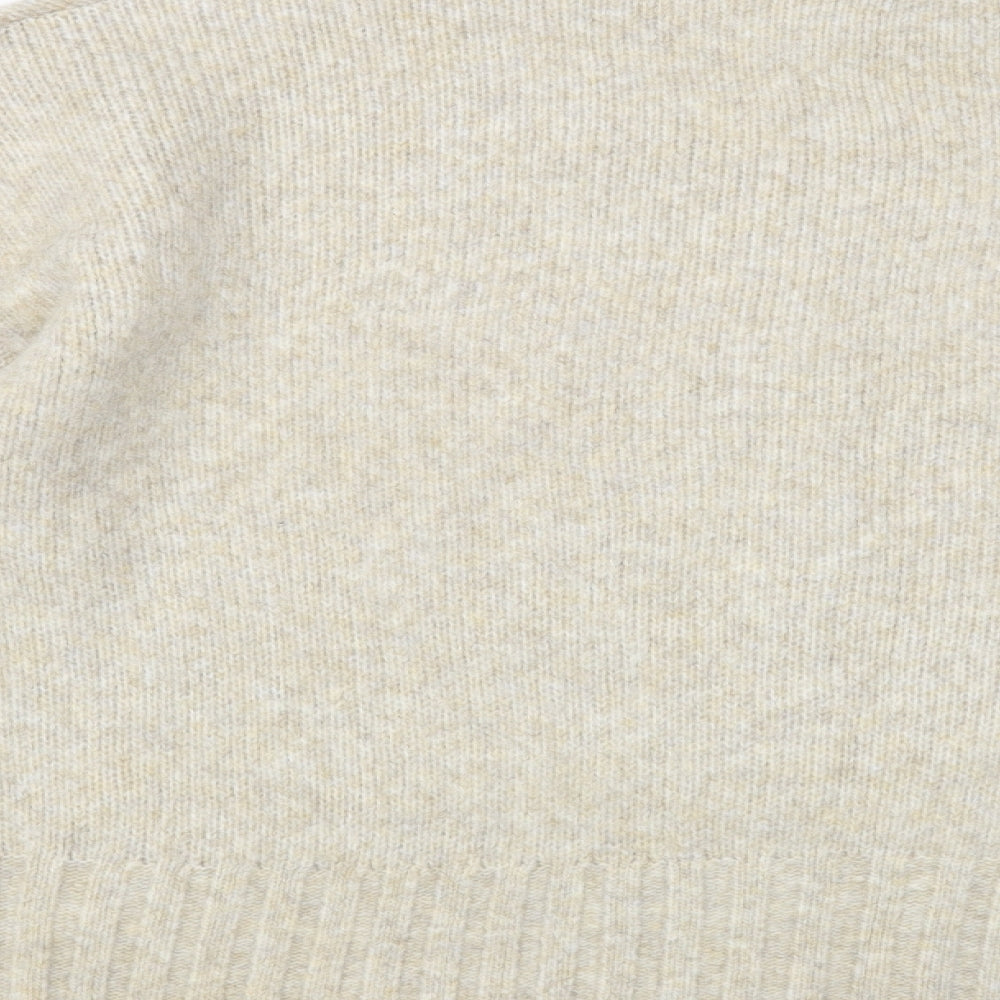 New Look Womens Beige Mock Neck  Acrylic Pullover Jumper Size L