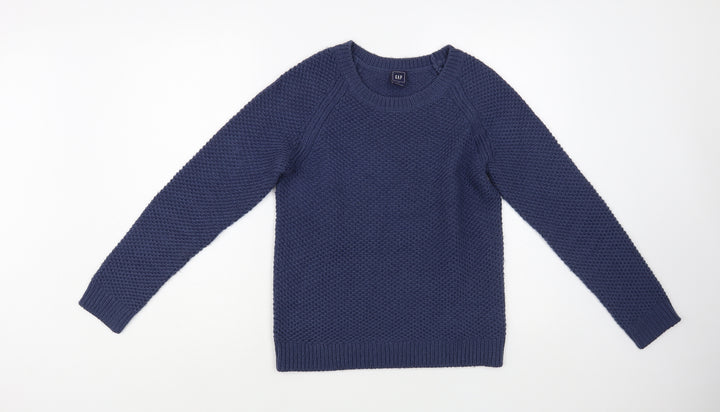 Gap Womens Blue Scoop Neck Acrylic Pullover Jumper Size M
