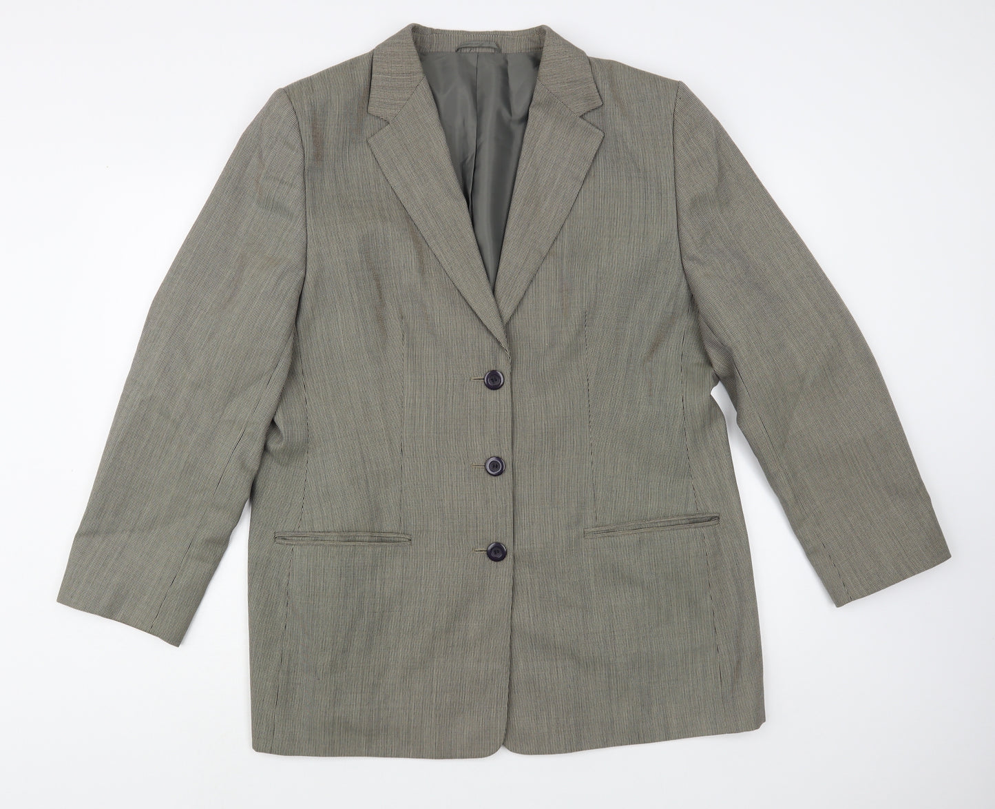 DCC Womens Beige Geometric  Jacket Blazer Size 20  Button