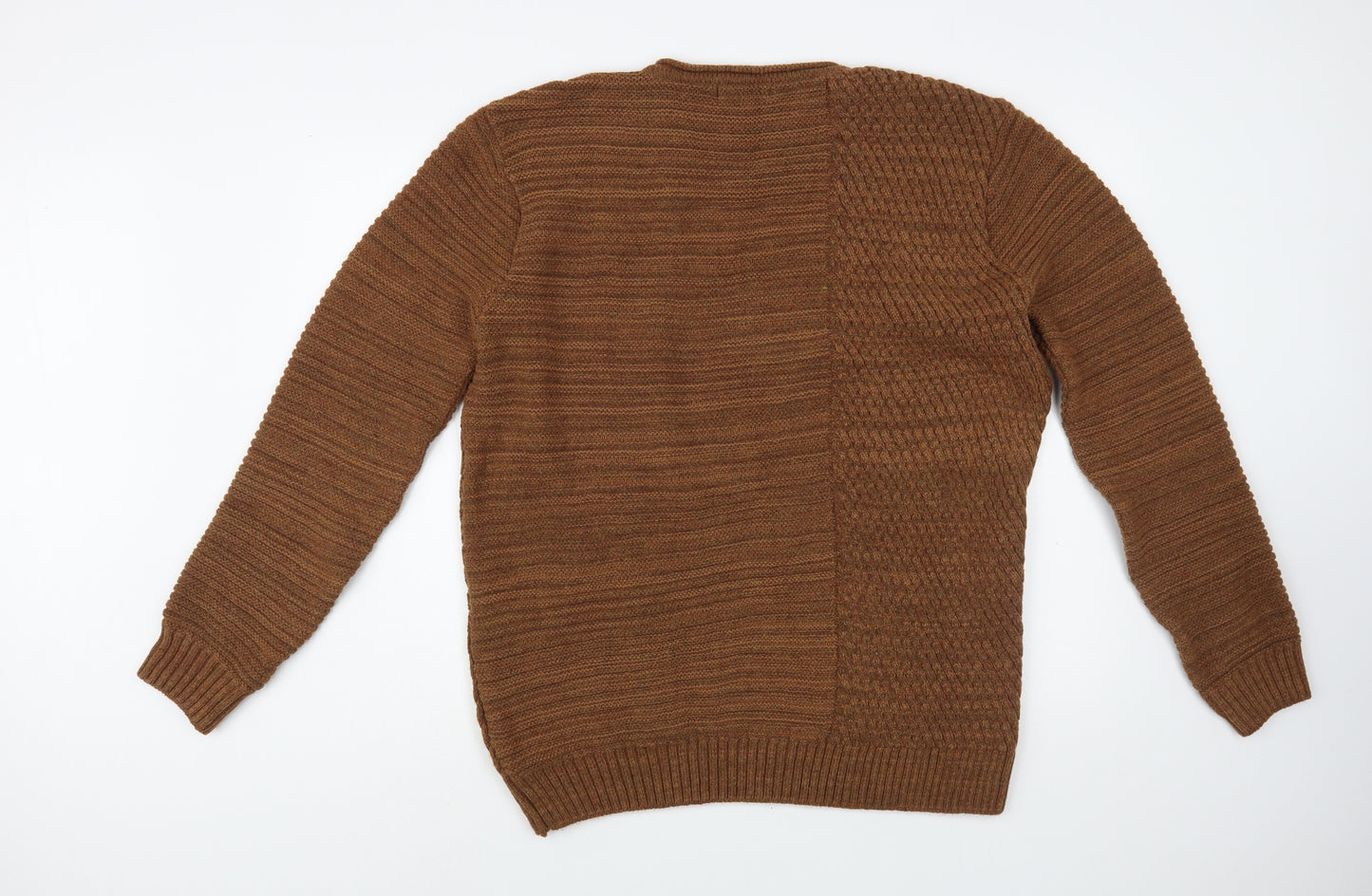 River Island Mens Brown Crew Neck  Acrylic Pullover Jumper Size XL