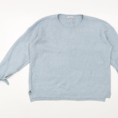 TU Womens Blue Boat Neck  Acrylic Pullover Jumper Size 14
