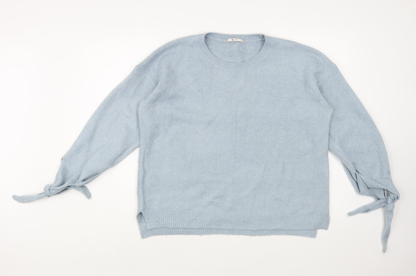 TU Womens Blue Boat Neck  Acrylic Pullover Jumper Size 14