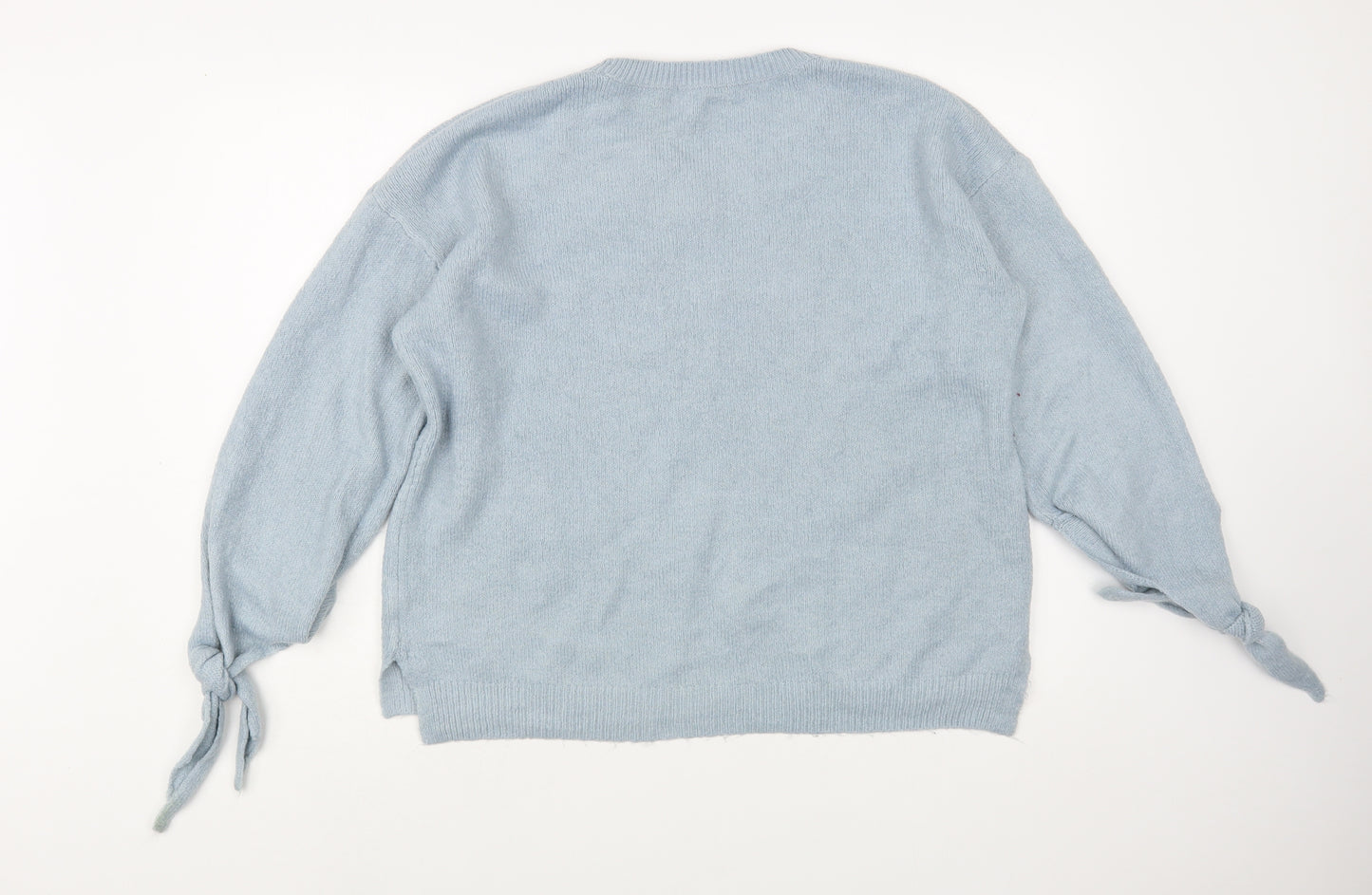 TU Womens Blue Boat Neck  Acrylic Pullover Jumper Size 14