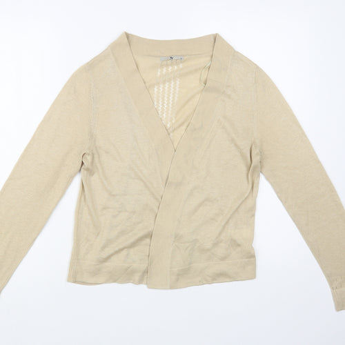 TU Womens Beige V-Neck  Acrylic Cardigan Jumper Size 12