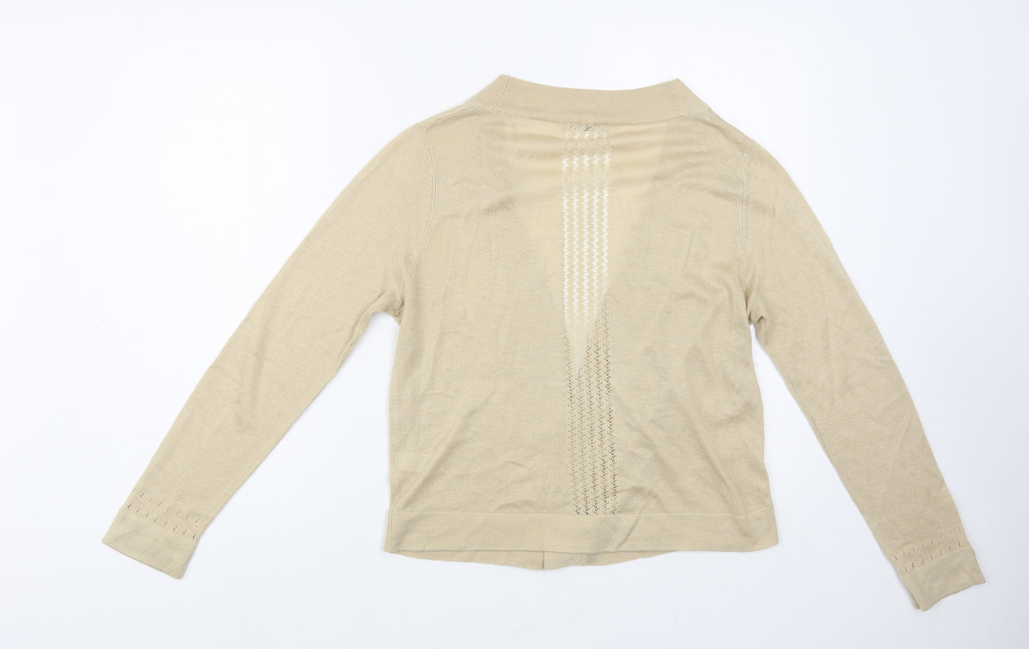 TU Womens Beige V-Neck  Acrylic Cardigan Jumper Size 12