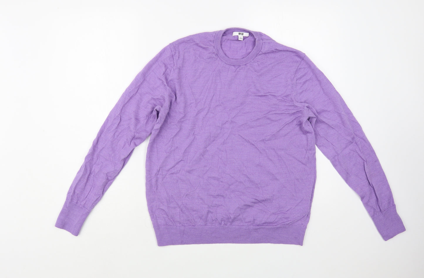 Uniqlo Womens Purple Crew Neck  Wool Pullover Jumper Size L