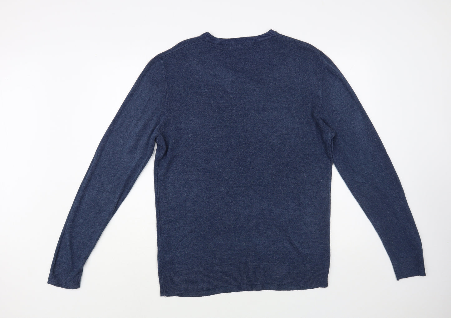 Primark Mens Blue Crew Neck  Acrylic Pullover Jumper Size L