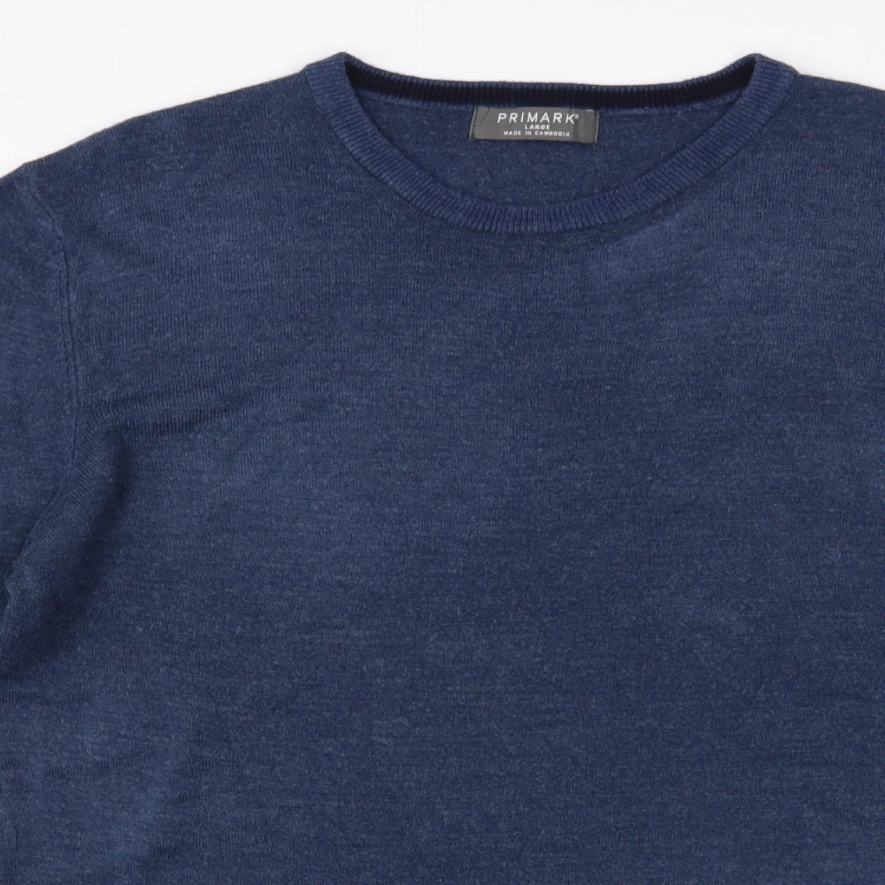 Primark Mens Blue Crew Neck  Acrylic Pullover Jumper Size L
