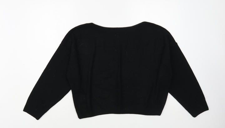 Boohoo Womens Black Boat Neck Acrylic Pullover Jumper Size M