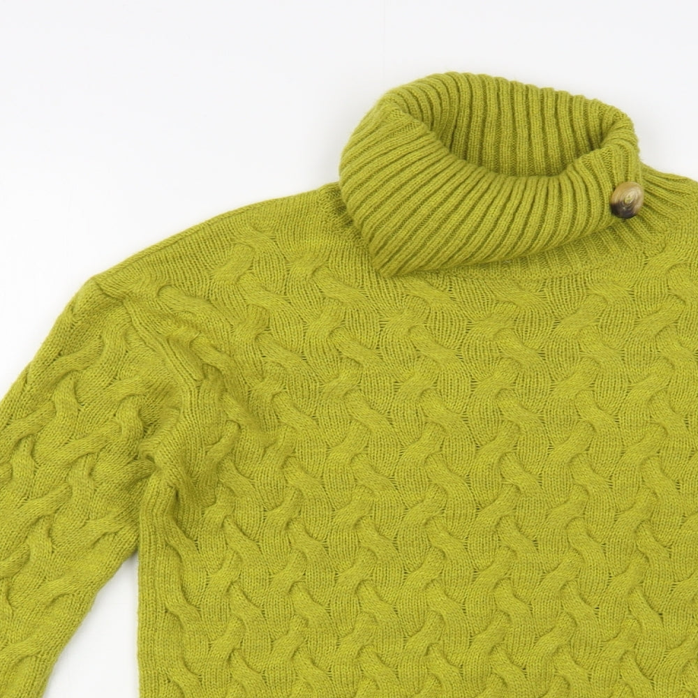 TU Womens Green Roll Neck  Acrylic Pullover Jumper Size 8