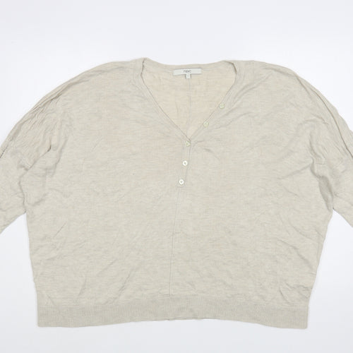 NEXT Womens Beige V-Neck  Viscose Pullover Jumper Size L