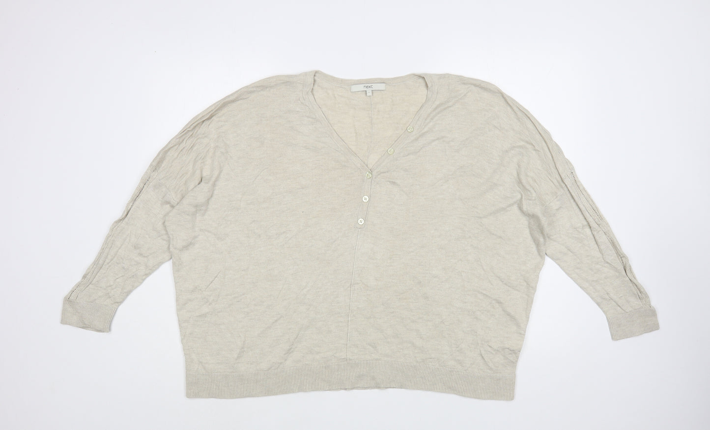 NEXT Womens Beige V-Neck  Viscose Pullover Jumper Size L
