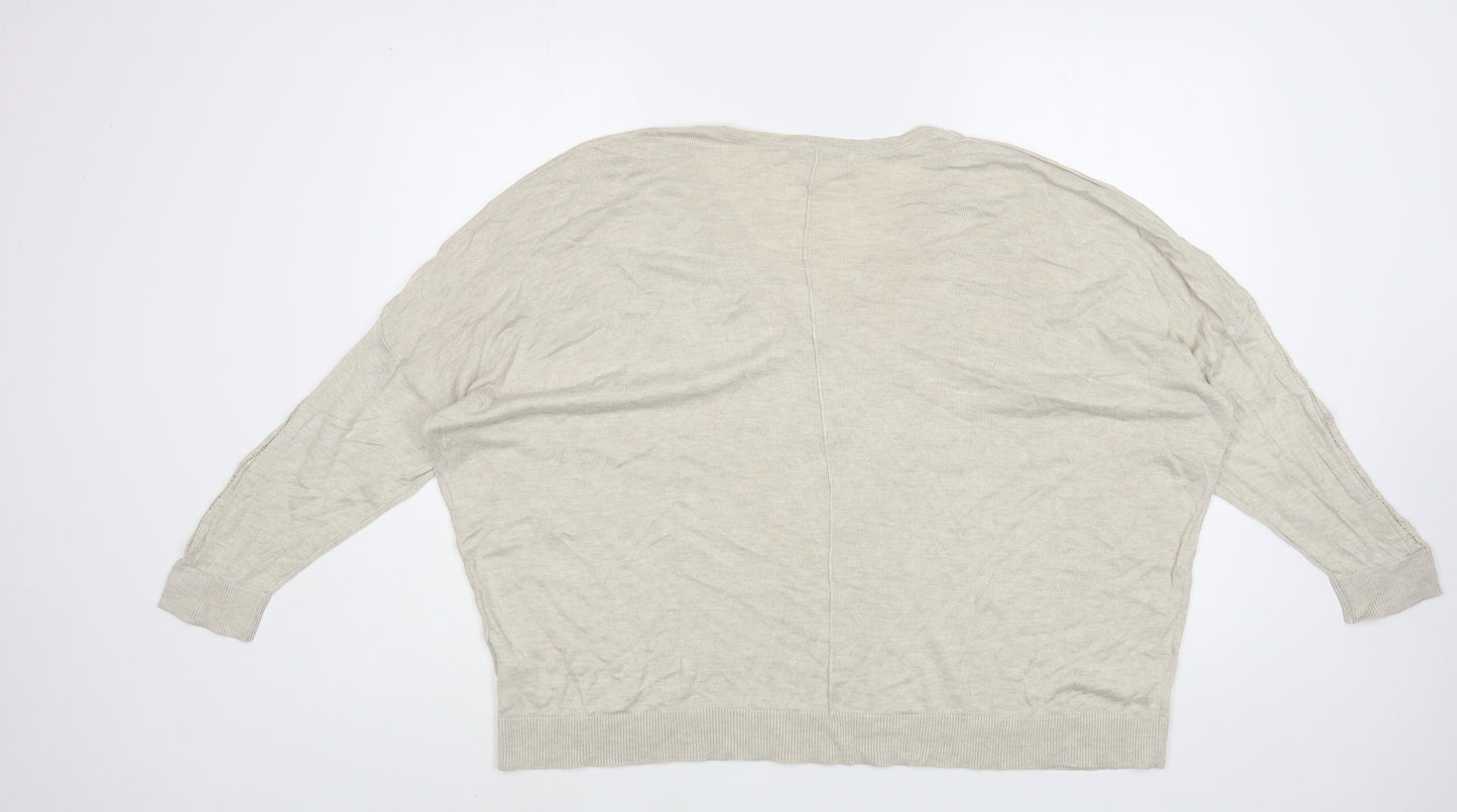 NEXT Womens Beige V-Neck  Viscose Pullover Jumper Size L