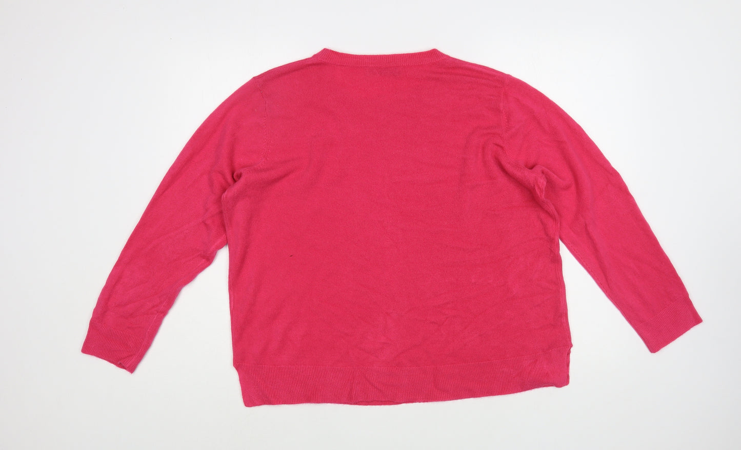 Marks and Spencer Womens Pink Crew Neck  Acrylic Pullover Jumper Size 20