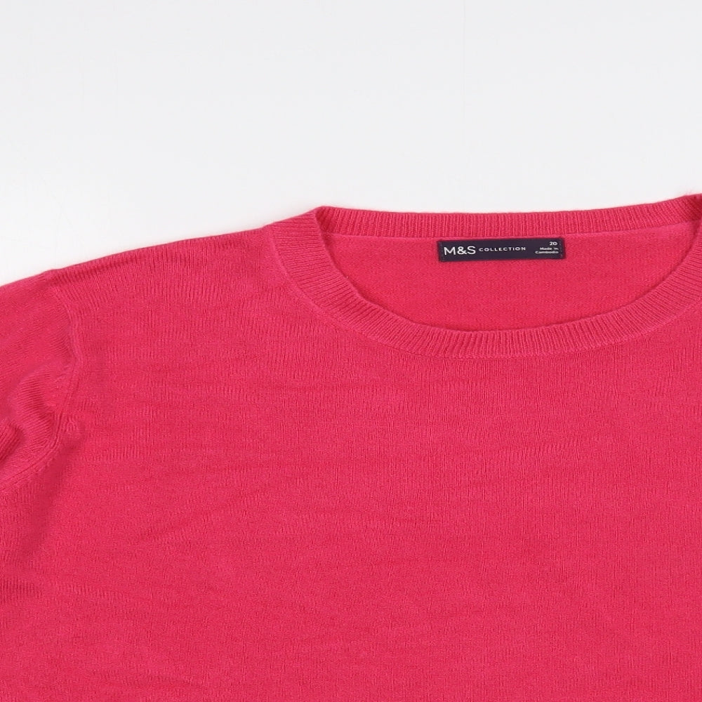 Marks and Spencer Womens Pink Crew Neck  Acrylic Pullover Jumper Size 20