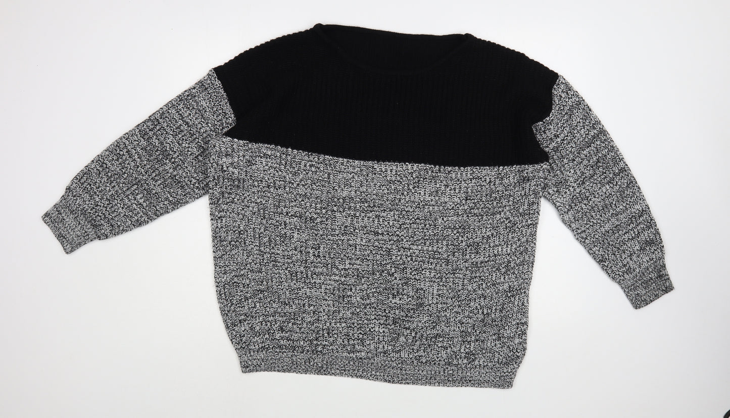 SheIn Womens Grey Boat Neck  Acrylic Pullover Jumper Size 2XL