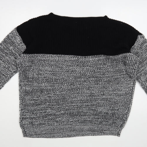 SheIn Womens Grey Boat Neck  Acrylic Pullover Jumper Size 2XL
