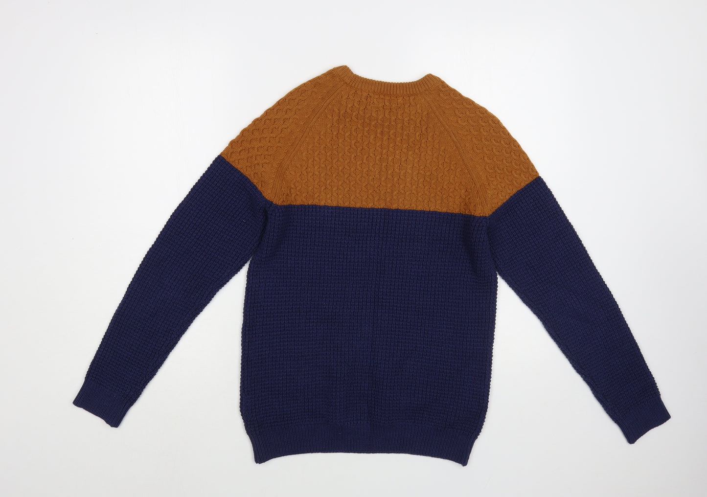 NEXT Boys Blue Crew Neck Colourblock Cotton Pullover Jumper Size 13 Years  Pullover