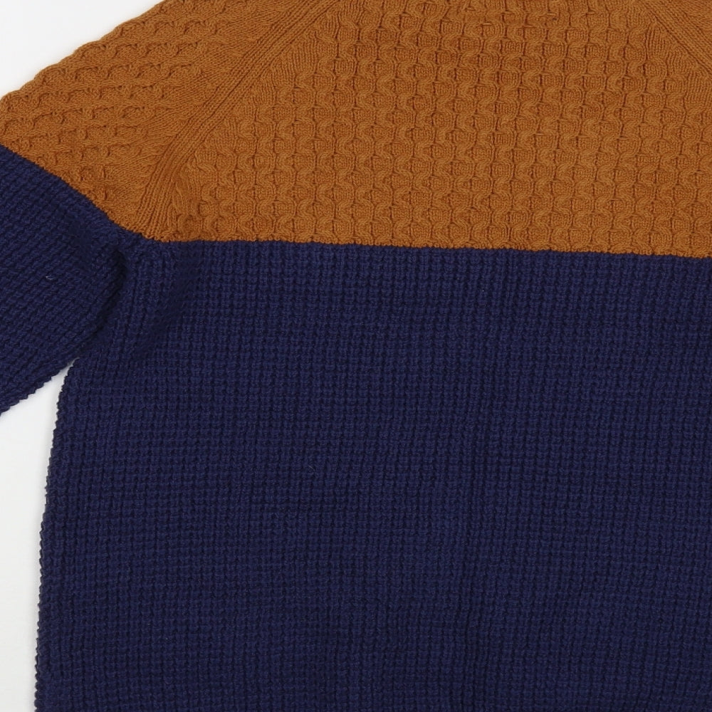 NEXT Boys Blue Crew Neck Colourblock Cotton Pullover Jumper Size 13 Years  Pullover