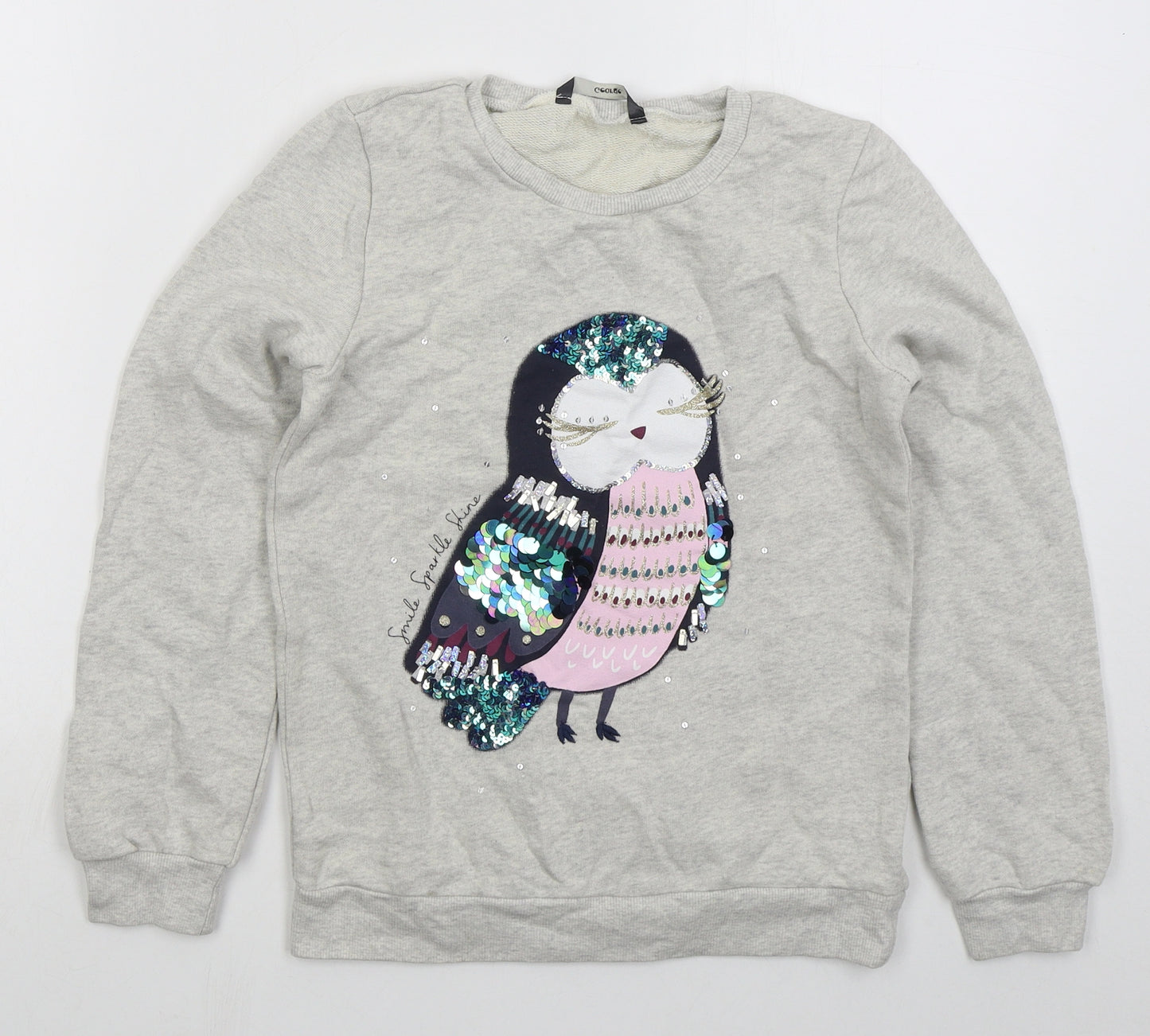 George Girls Grey  Cotton Pullover Sweatshirt Size 9-10 Years  Pullover - Owl