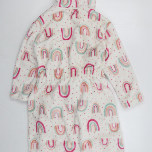 George Girls White Solid Polyester Kimono Robe Size 15-16 Years  Tie - Rainbows
