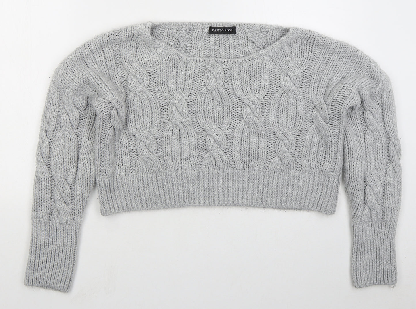 Cameo Rose Womens Grey Round Neck  Acrylic Pullover Jumper Size S