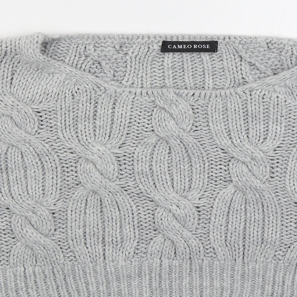 Cameo Rose Womens Grey Round Neck  Acrylic Pullover Jumper Size S