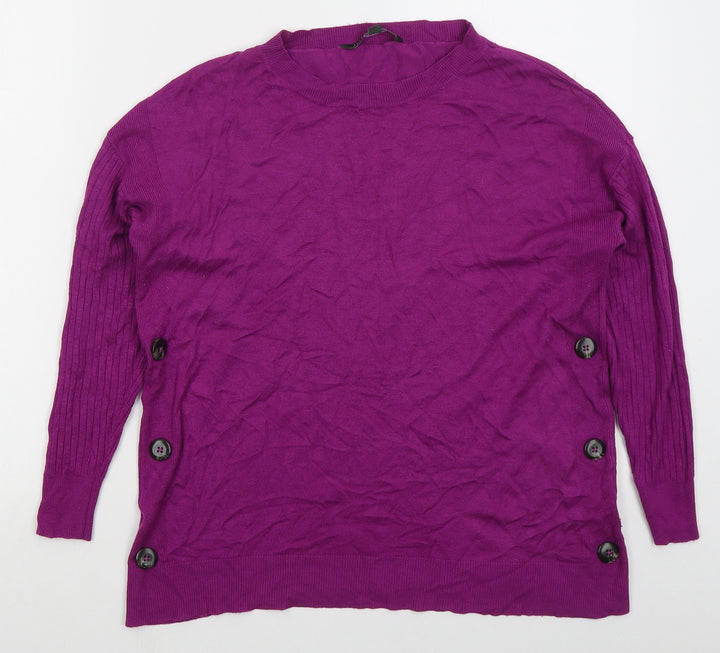 Bonmarché Womens Purple Crew Neck  Viscose Pullover Jumper Size 14