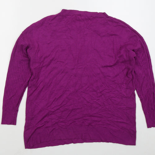 Bonmarché Womens Purple Crew Neck  Viscose Pullover Jumper Size 14