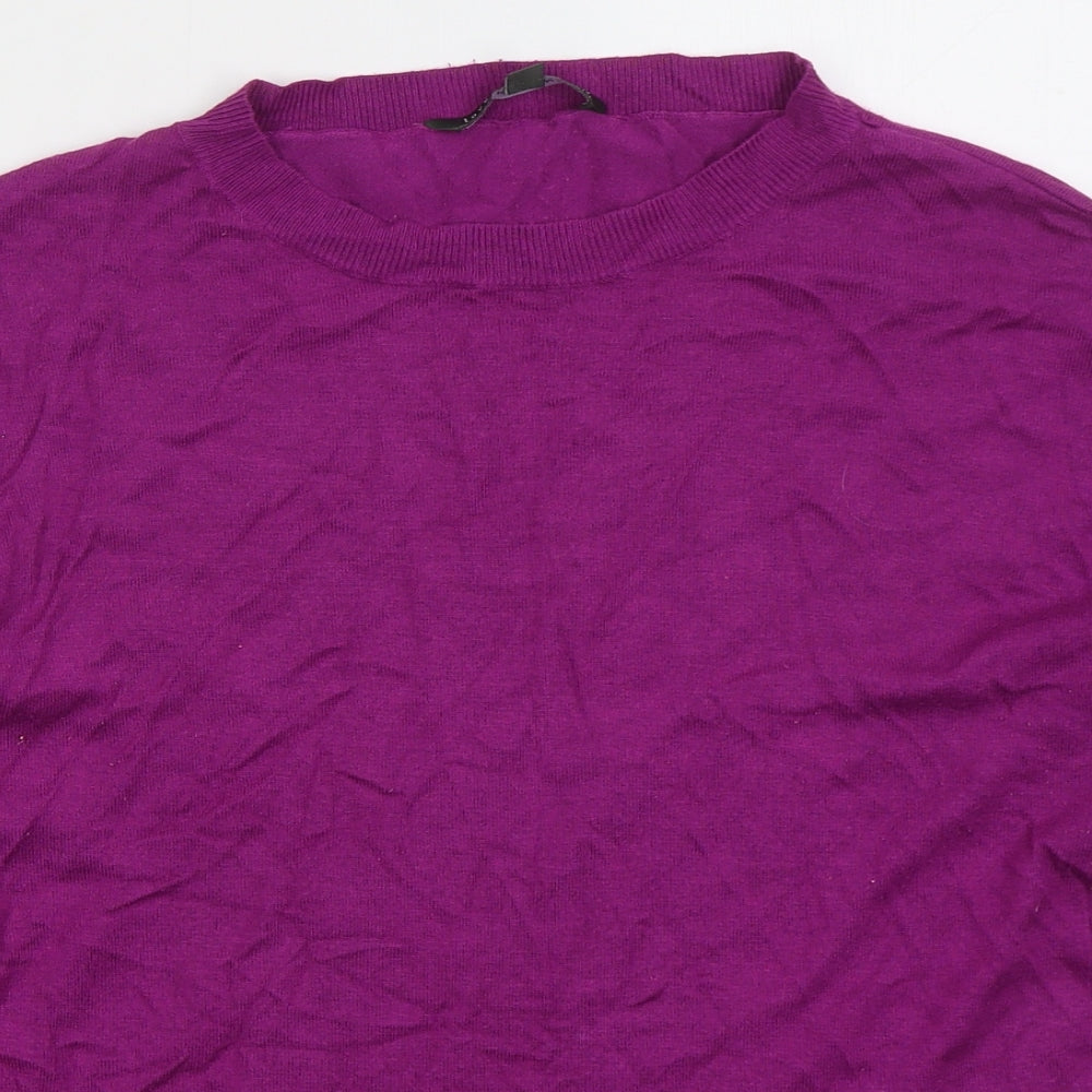Bonmarché Womens Purple Crew Neck  Viscose Pullover Jumper Size 14