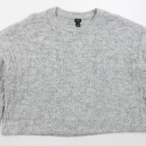 River Island Womens Grey Crew Neck  Acrylic Pullover Jumper Size L
