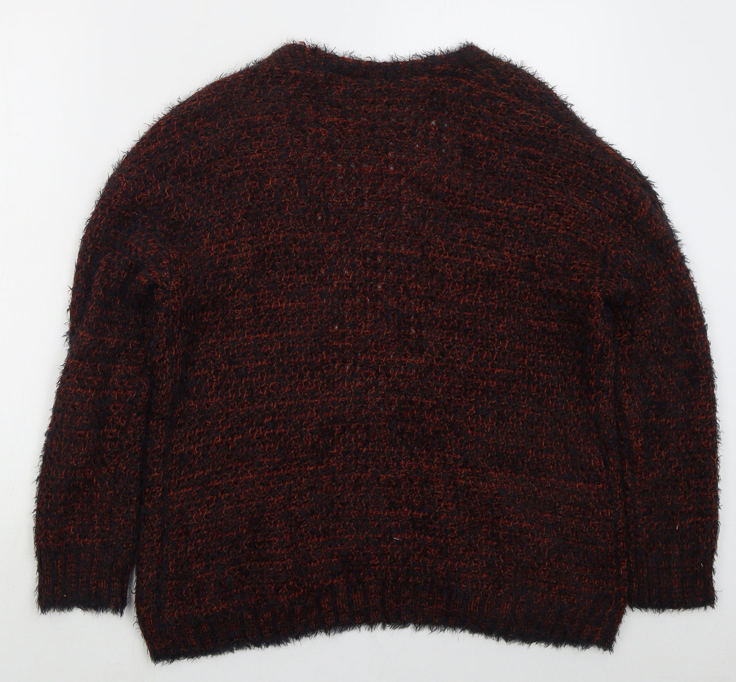 George Womens Orange V-Neck  Acrylic Cardigan Jumper Size 10