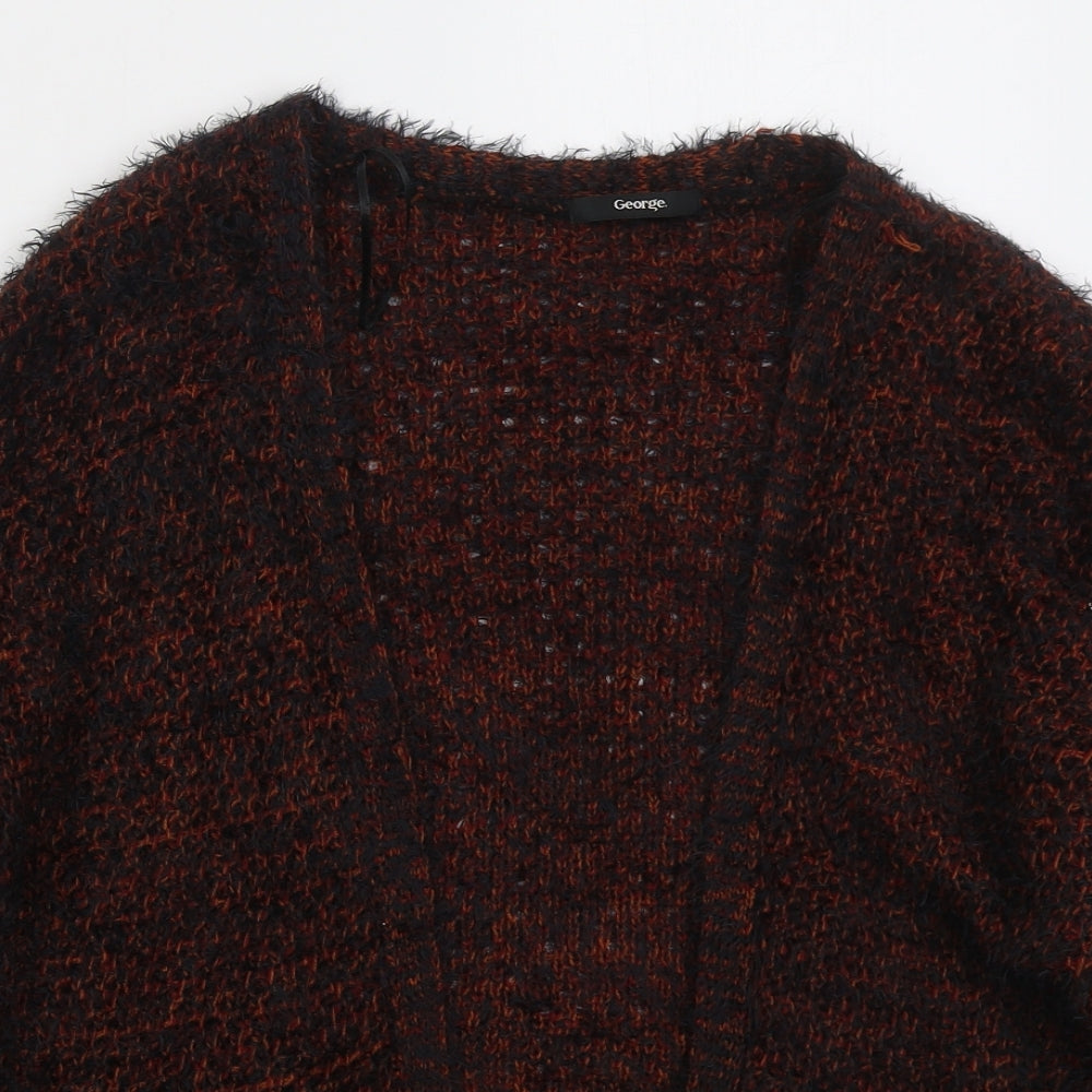 George Womens Orange V-Neck  Acrylic Cardigan Jumper Size 10