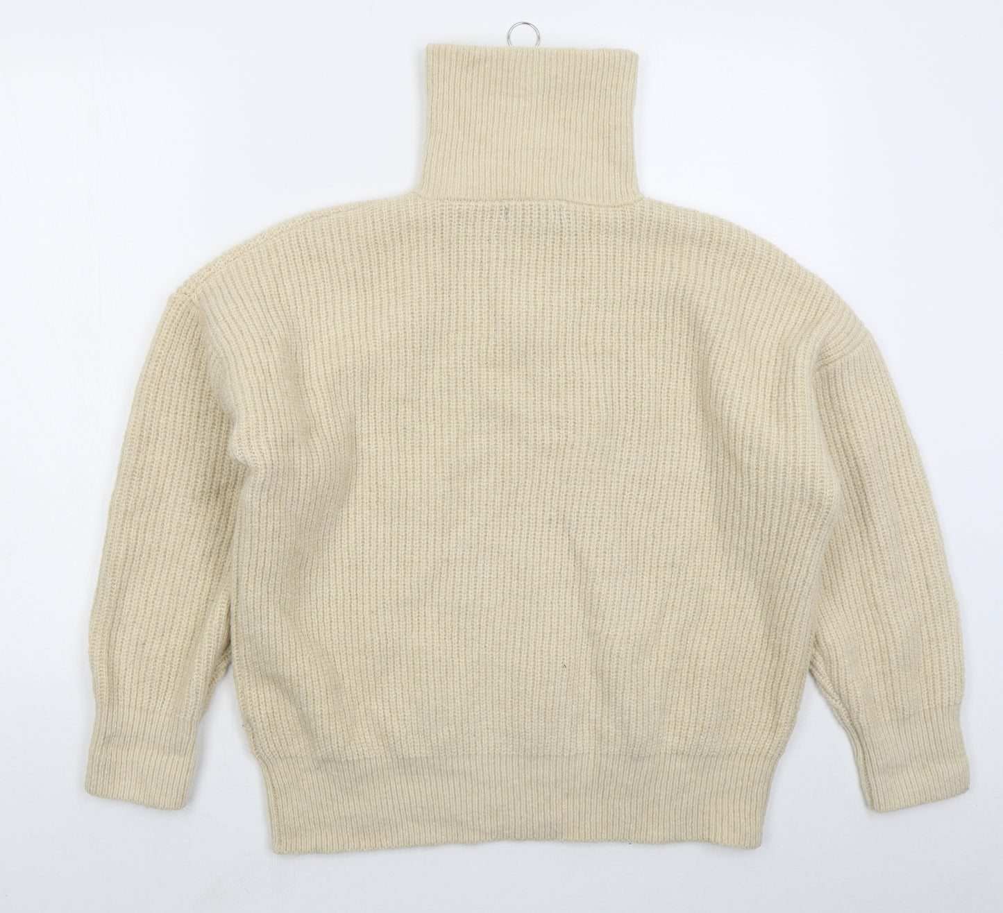 F&F Womens Beige High Neck  Polyester Pullover Jumper Size M