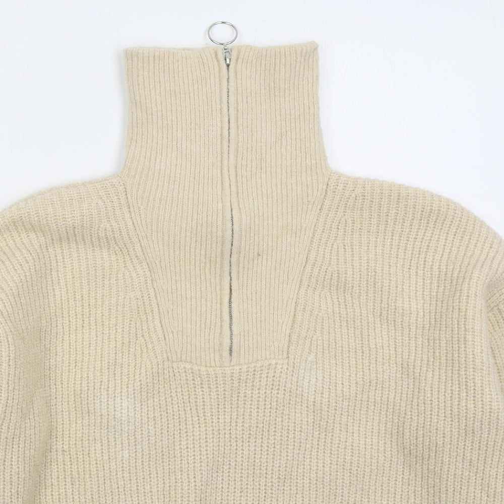 F&F Womens Beige High Neck  Polyester Pullover Jumper Size M