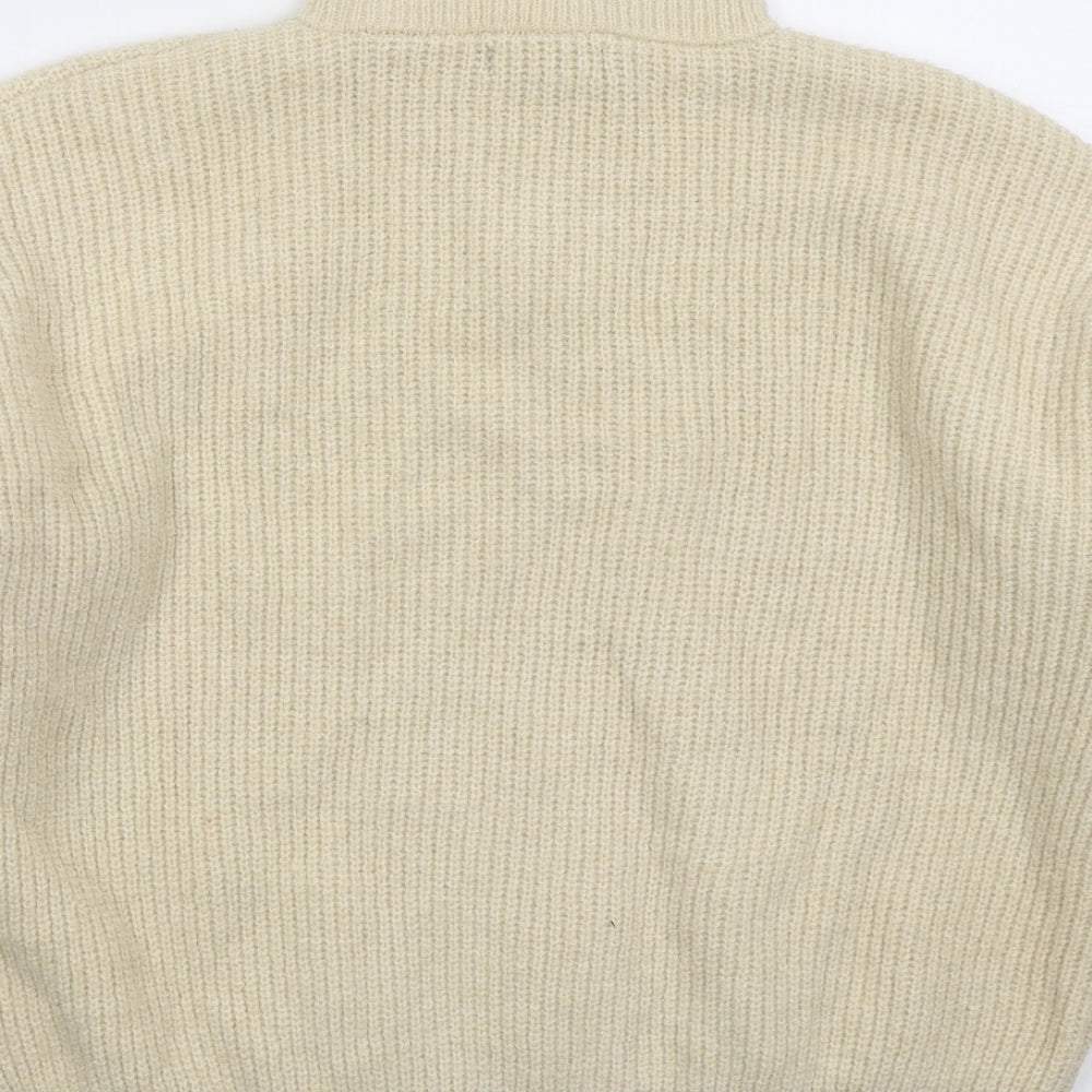 F&F Womens Beige High Neck  Polyester Pullover Jumper Size M