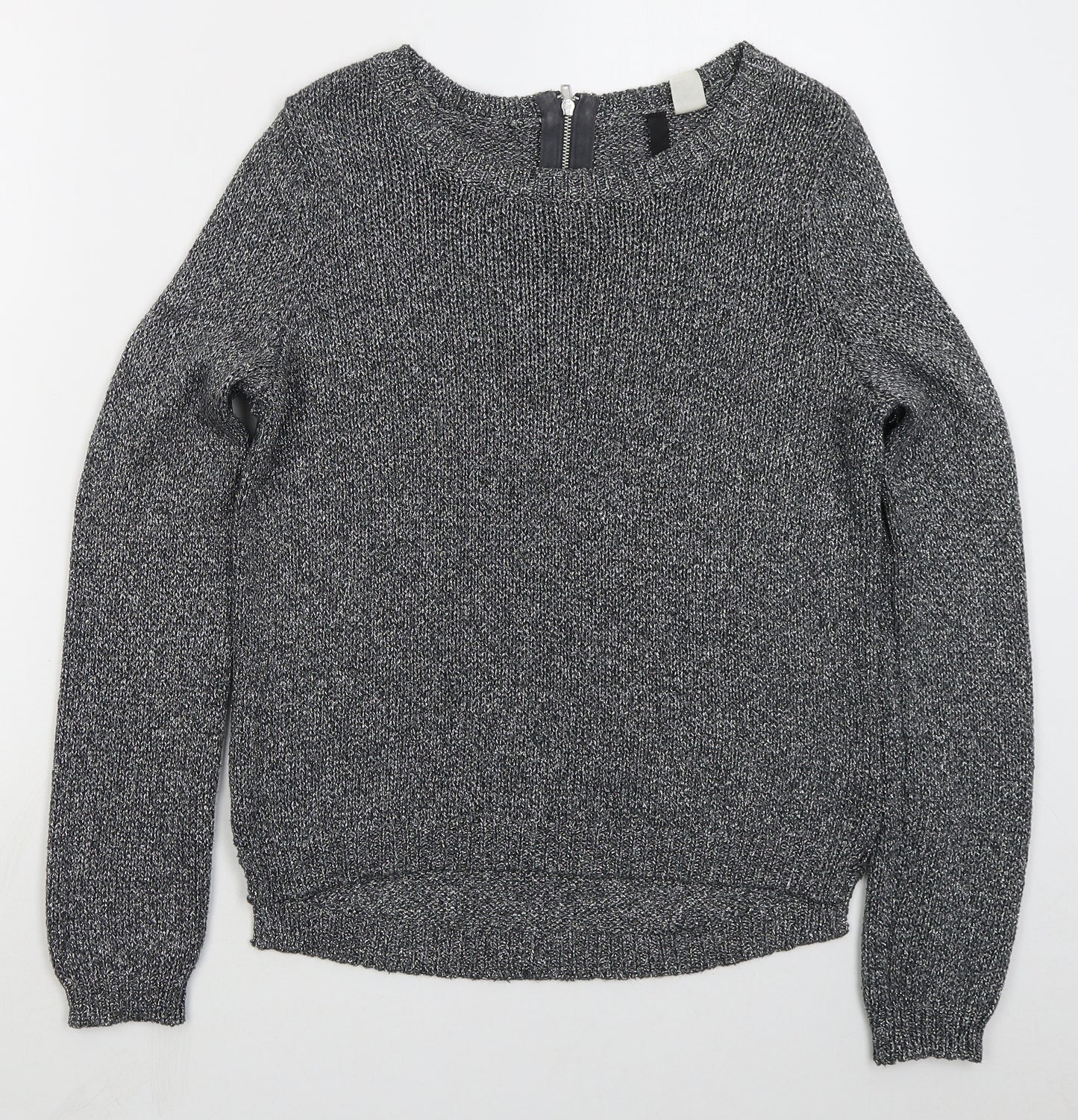 H&M Womens Grey Boat Neck  Acrylic Pullover Jumper Size 10
