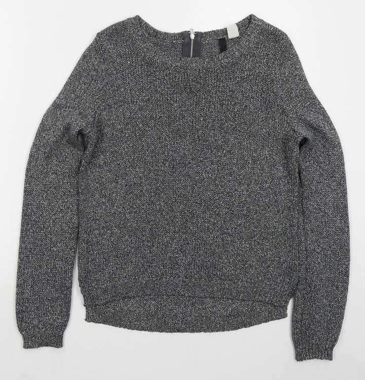H&M Womens Grey Boat Neck  Acrylic Pullover Jumper Size 10