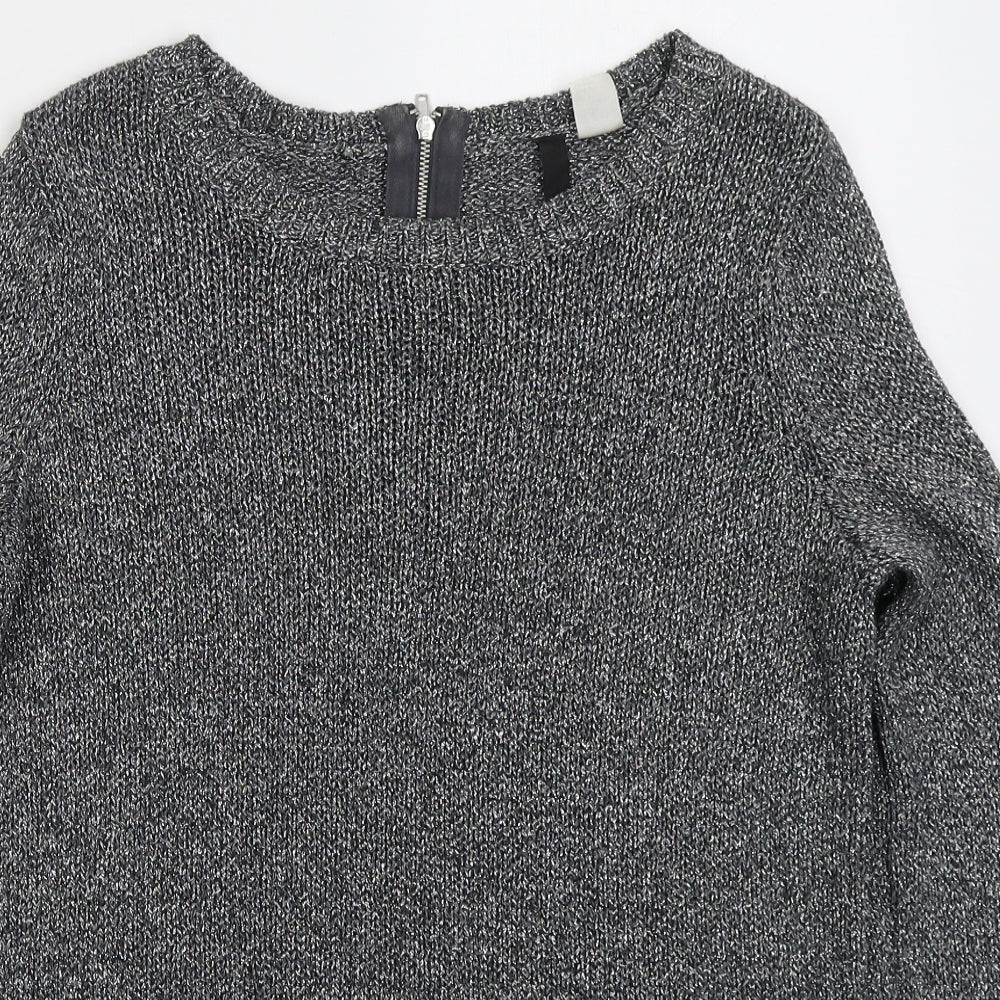 H&M Womens Grey Boat Neck  Acrylic Pullover Jumper Size 10