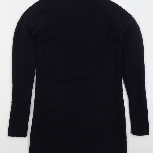 Wrap Womens Blue  Acrylic Jumper Dress  Size S  Mock Neck Pullover