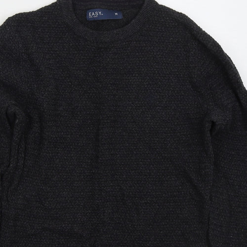 Easy Mens Grey Crew Neck  Cotton Pullover Jumper Size M