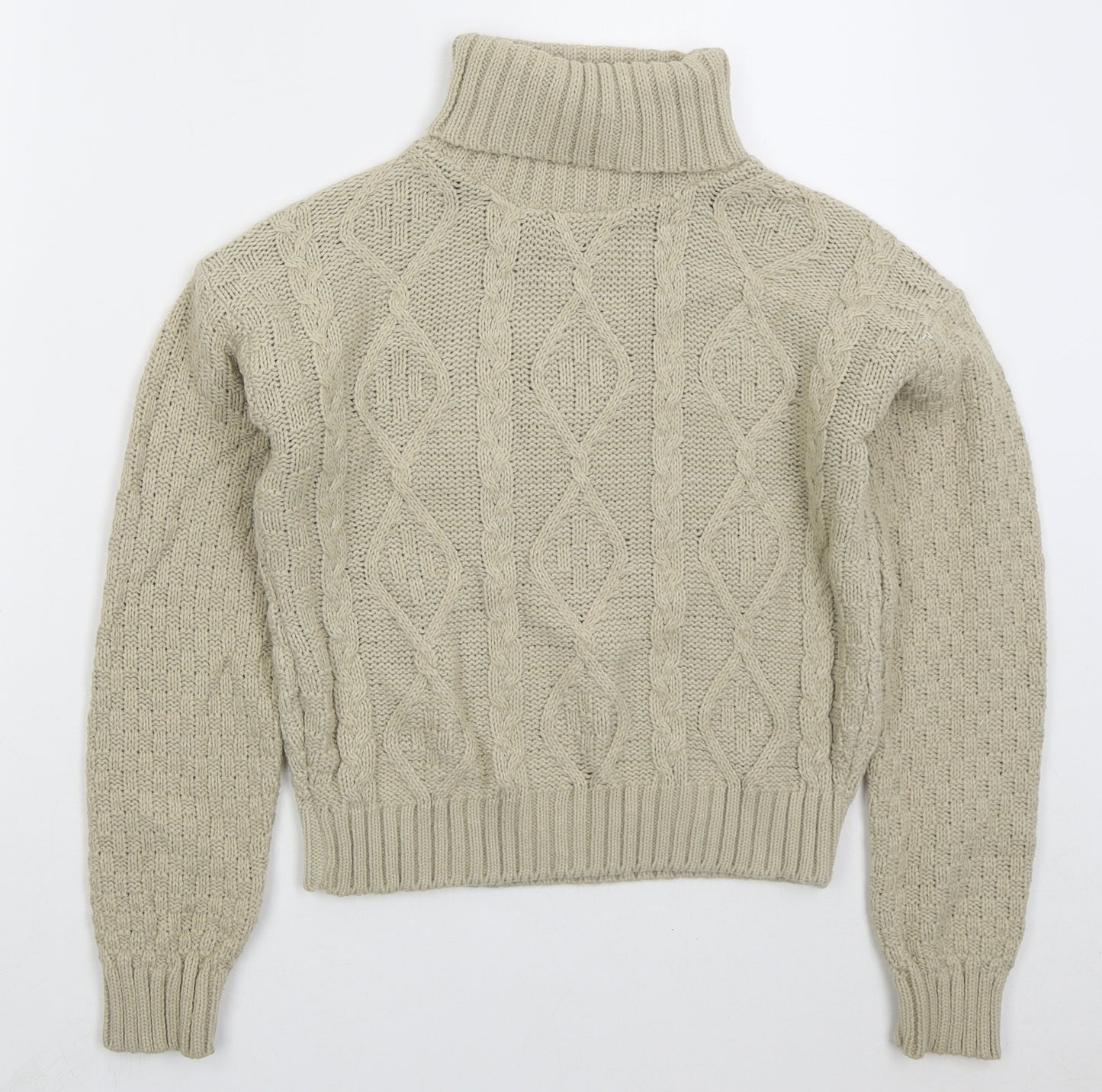 Glamorous Womens Beige Roll Neck  Acrylic Pullover Jumper Size 10