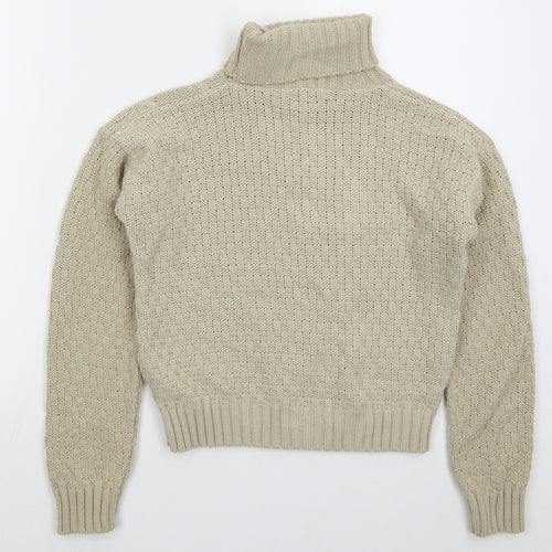 Glamorous Womens Beige Roll Neck  Acrylic Pullover Jumper Size 10