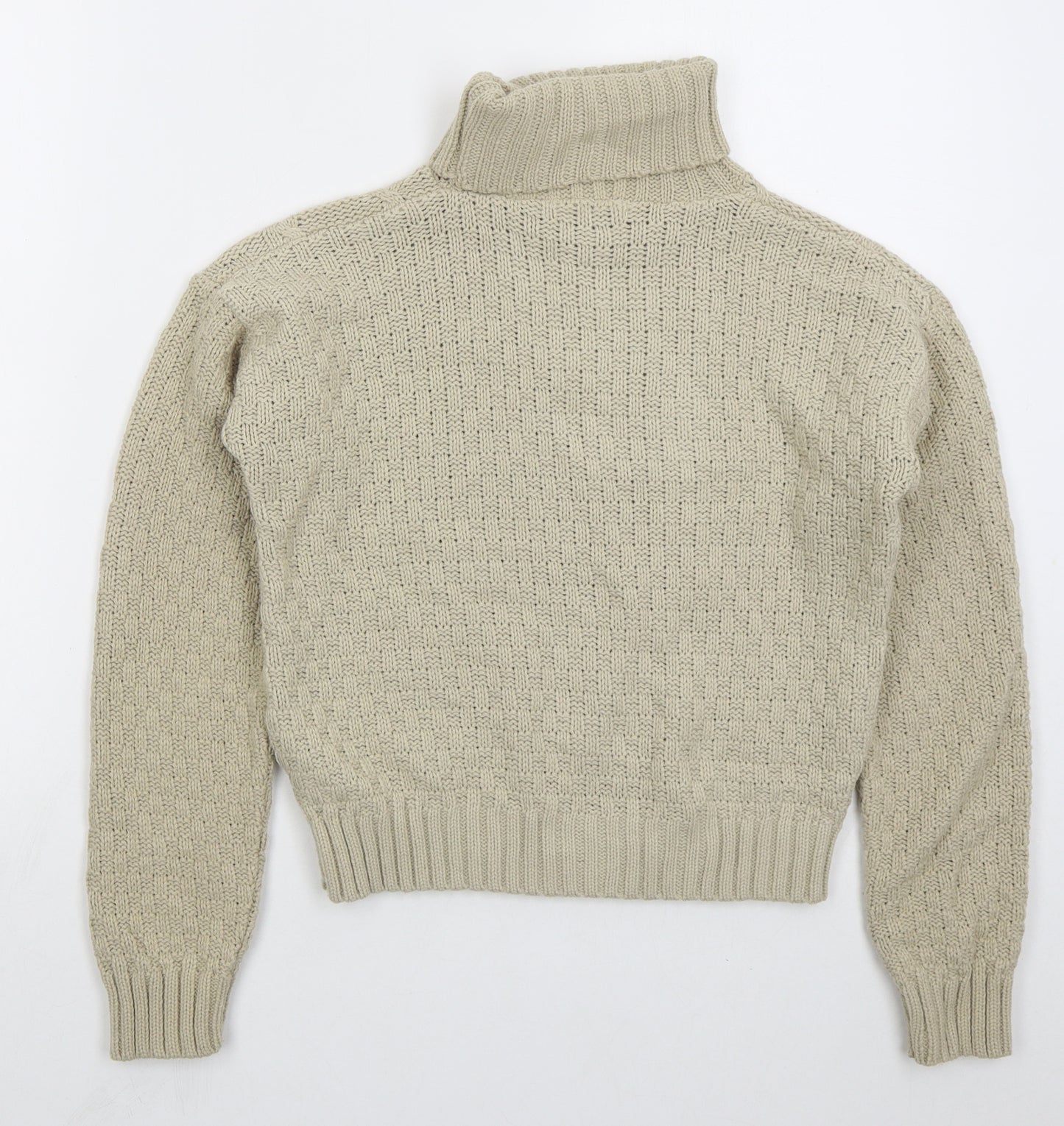 Glamorous Womens Beige Roll Neck  Acrylic Pullover Jumper Size 10